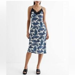 Express Satin Spaghetti Strap Midi dress